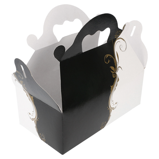 [204.77] Small bakery box with handles 10x18x7cm White cardboard (50st/pak)